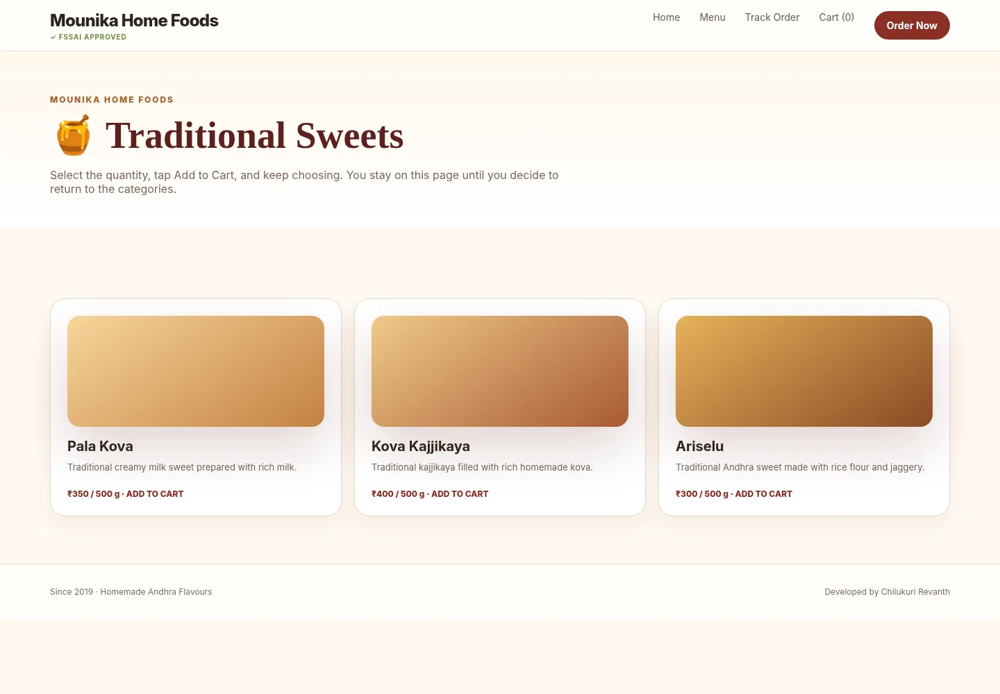 Mounika Home Foods Select without losing context page snapshot
